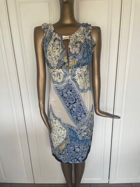 Roberto Cavalli Blue and Yellow Printed Maxi Dress